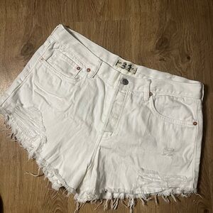 We The Free White Distressed Jean Shorts
